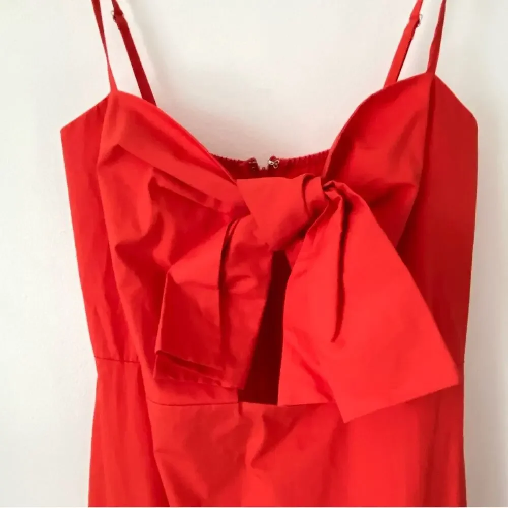 COMMENSE NWTs Embroidered Bow Detail Red Cami Midi Dress size small